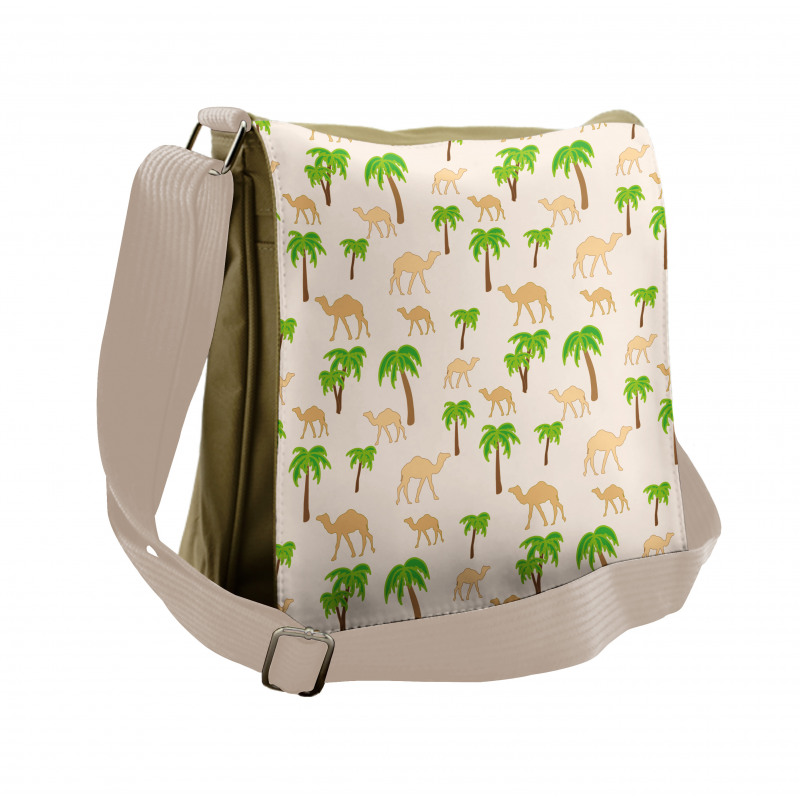 Repeating Camels and Palms Messenger Bag