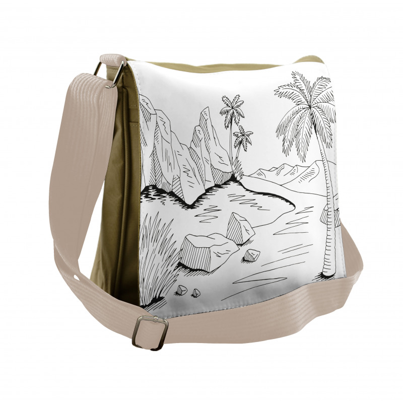 Pencil Sketch Outline Drawing Messenger Bag