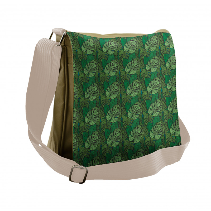 Dark Toned Monstera Messenger Bag