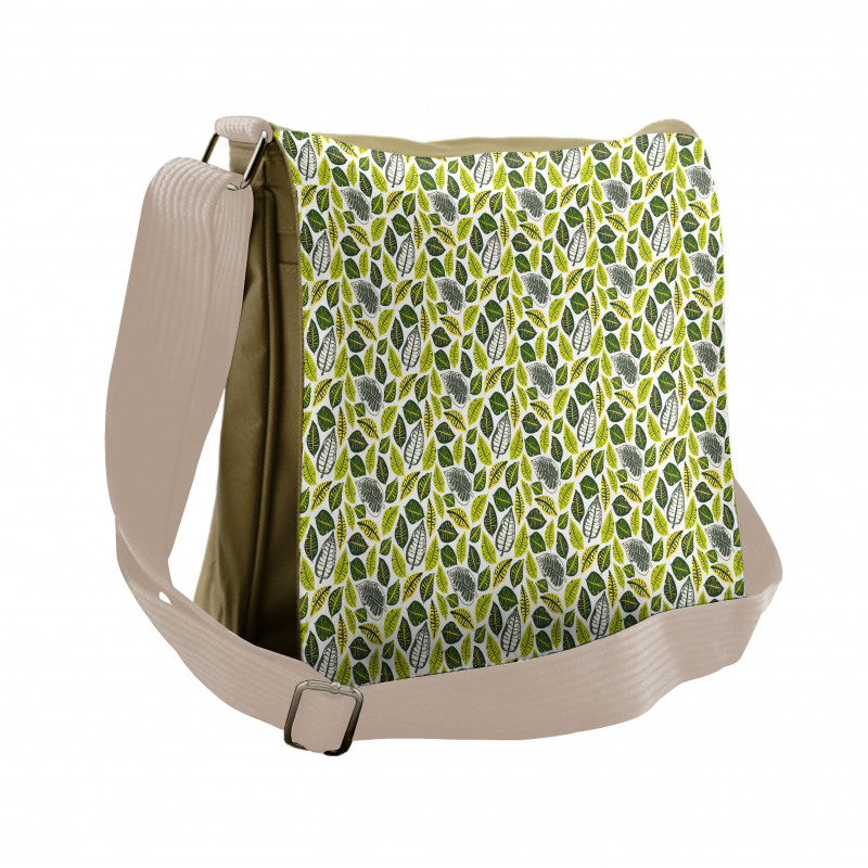 Vivid Tropical Leaves Messenger Bag