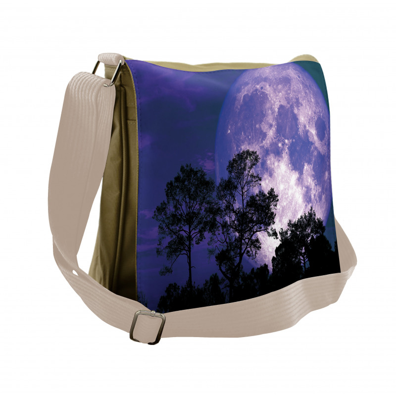 Trees on a Field at Night Messenger Bag