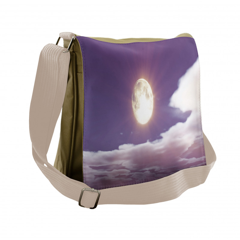 Dramatic Moon and Clouds Messenger Bag