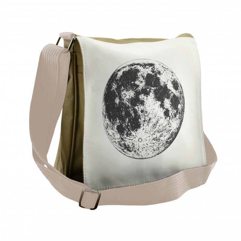 Detailed Sketchy Moon Messenger Bag