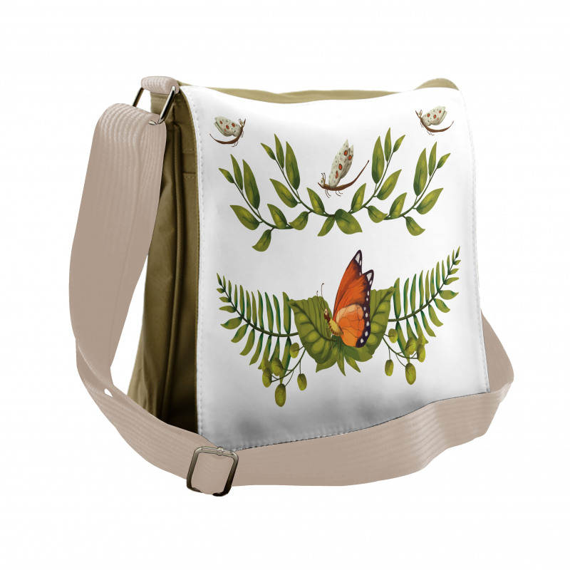 Leafy Branches Butterflies Messenger Bag