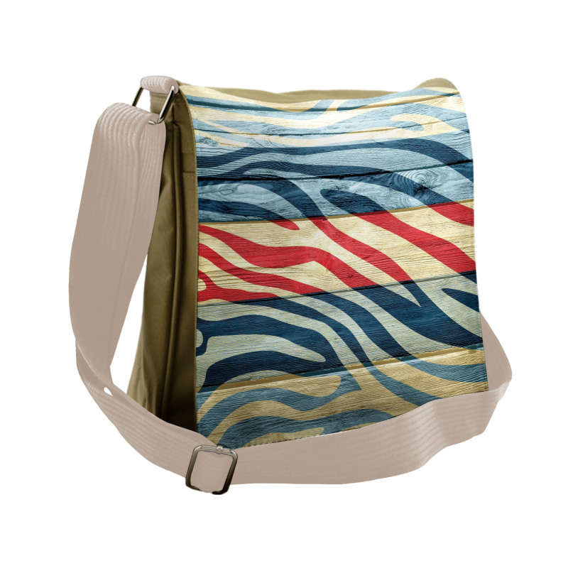 Country Zebra on Wood Messenger Bag