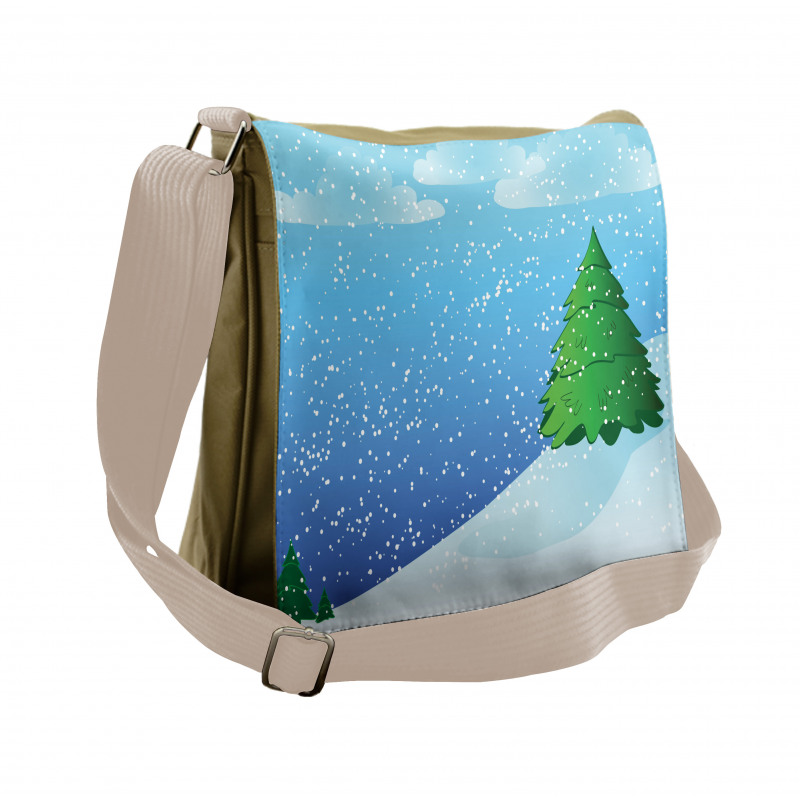 Snow Pouring onto Trees Messenger Bag