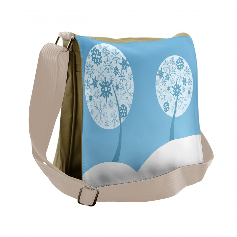 Round Snowflake Trees Messenger Bag