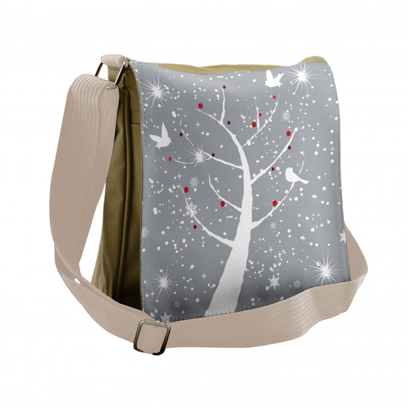 Red Berries and Birds Messenger Bag