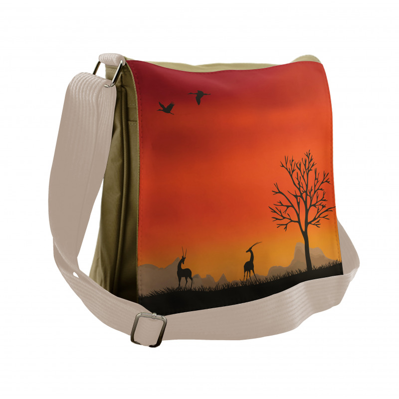 Tree and Animals Landscape Messenger Bag