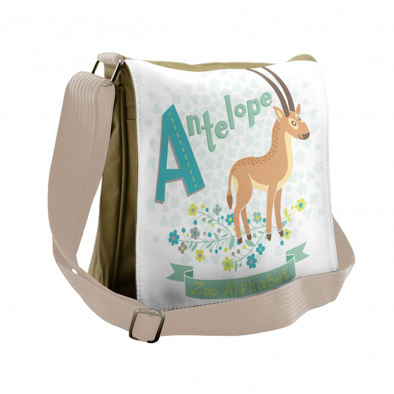 Zoo Alphabet Floral Animal Messenger Bag