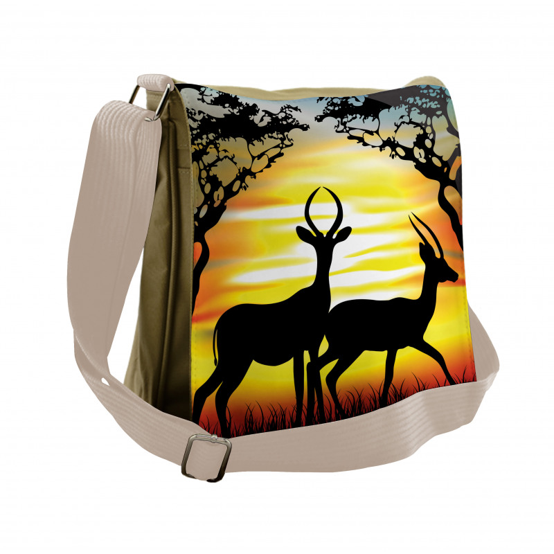 Animals on Sunset Messenger Bag