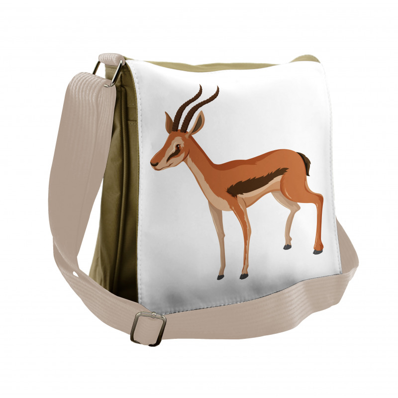 Cartoon Animal on Plain Messenger Bag