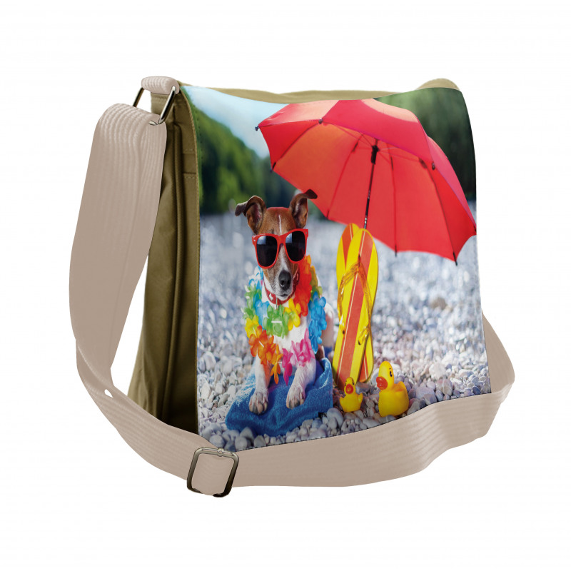 Funny Hawaiian Dog Beach Messenger Bag