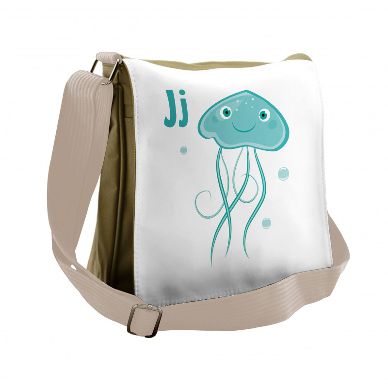 Letter J Cartoon Animal Messenger Bag