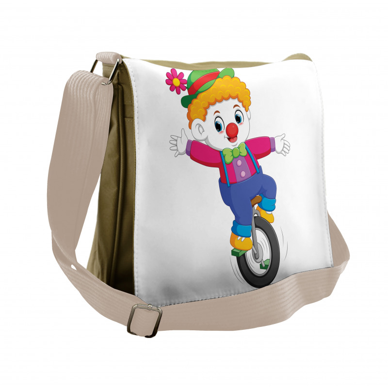 Circus Humorous Boy on Wheel Messenger Bag