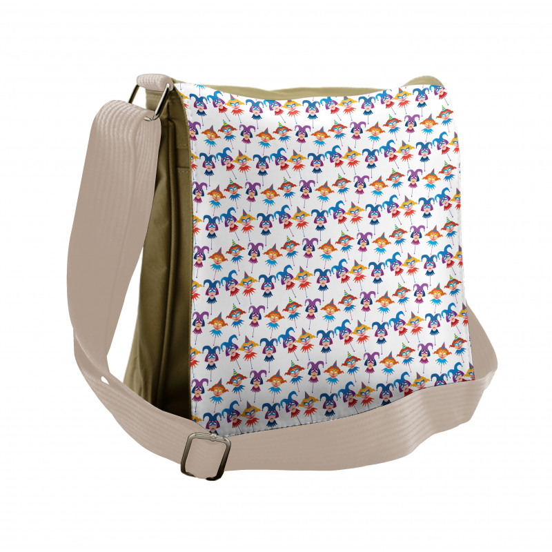 Carnival Women Faces Pattern Messenger Bag