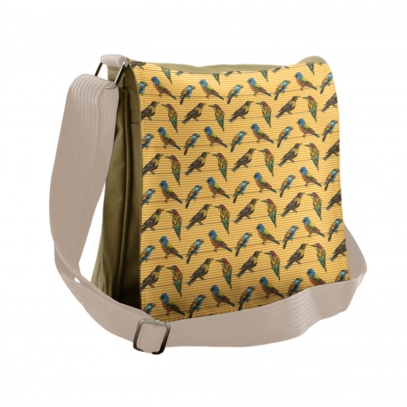 Exotic Avian Stripes Messenger Bag