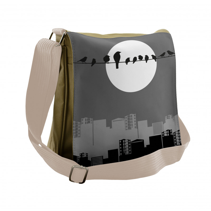 Moon Night at City Messenger Bag