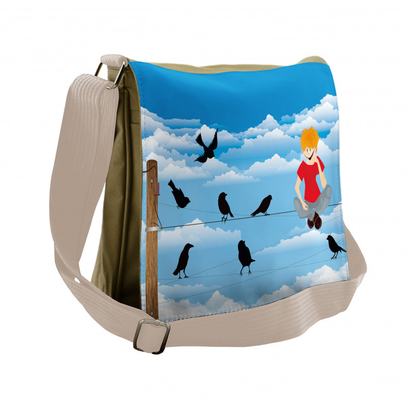 Boy and Avian Sky Messenger Bag