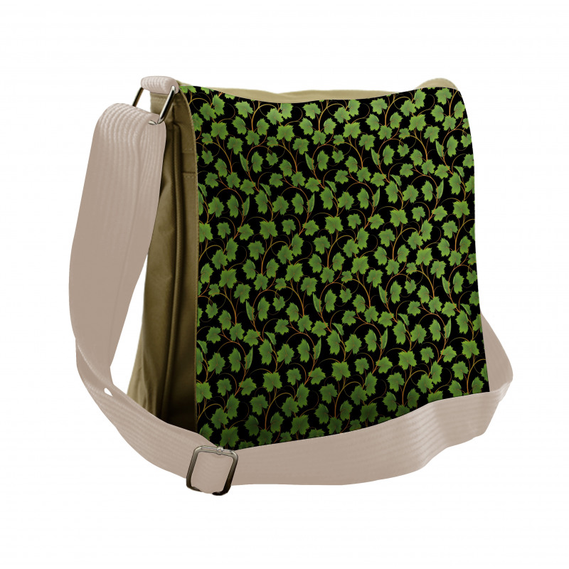 Botany Grape Leaves on Dark Messenger Bag