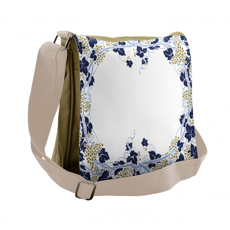 Framed Grape Leaves Graphic Messenger Bag