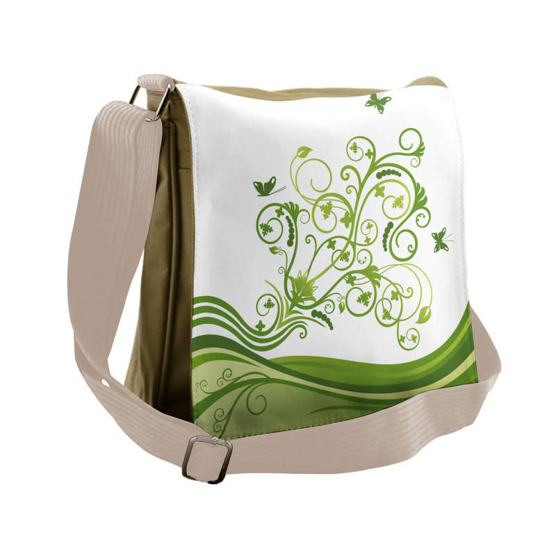 Colorful Botanical Leaves Messenger Bag