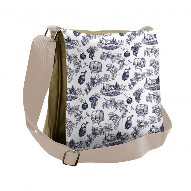 Monotone Vineyard Theme Art Messenger Bag