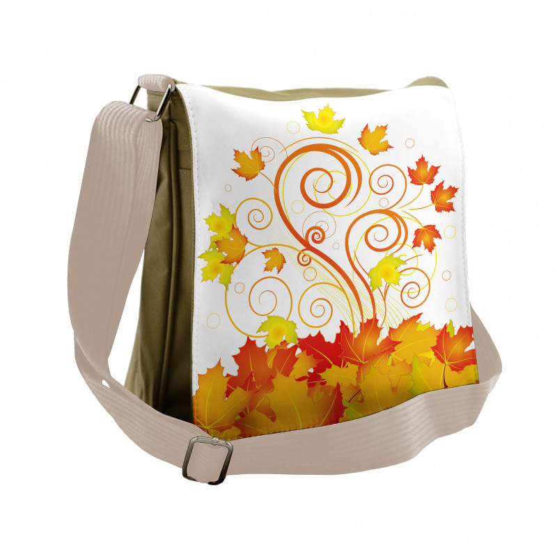 Warm Tones Grape Leaves Messenger Bag