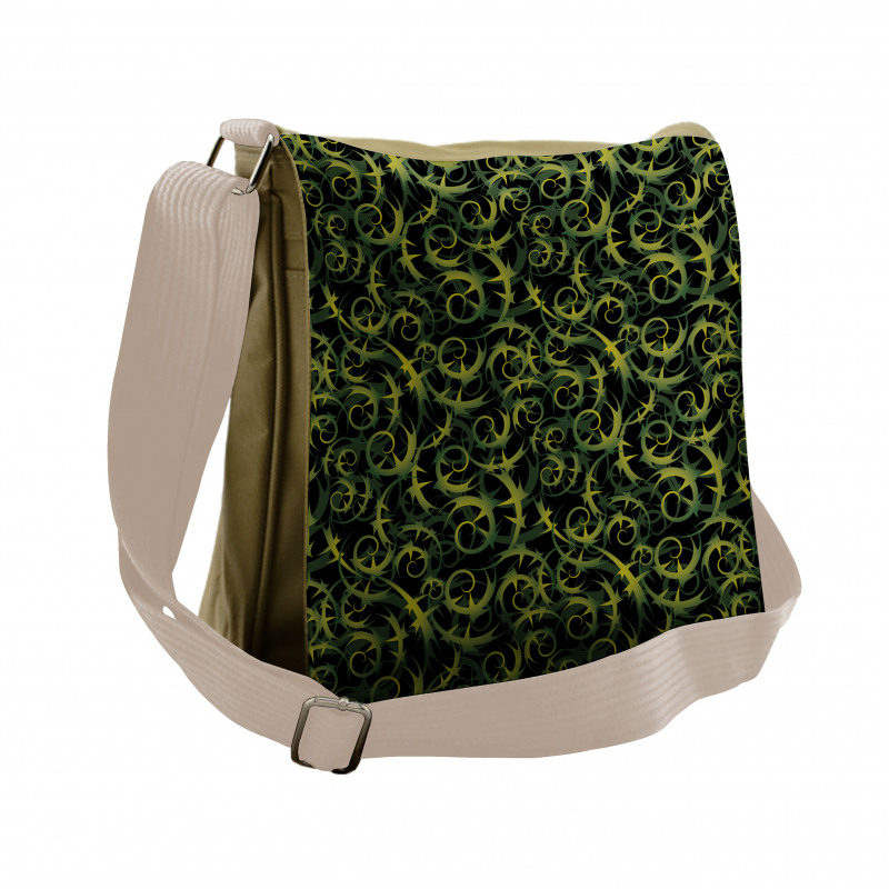 Dark Tones Abstract Ivy Grape Messenger Bag