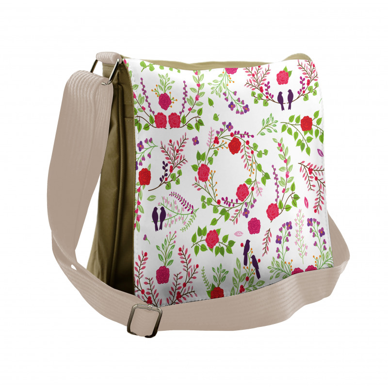 Spring Theme Rose Blossoms Messenger Bag