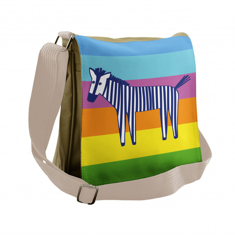 Doodle Animal Stripes Messenger Bag