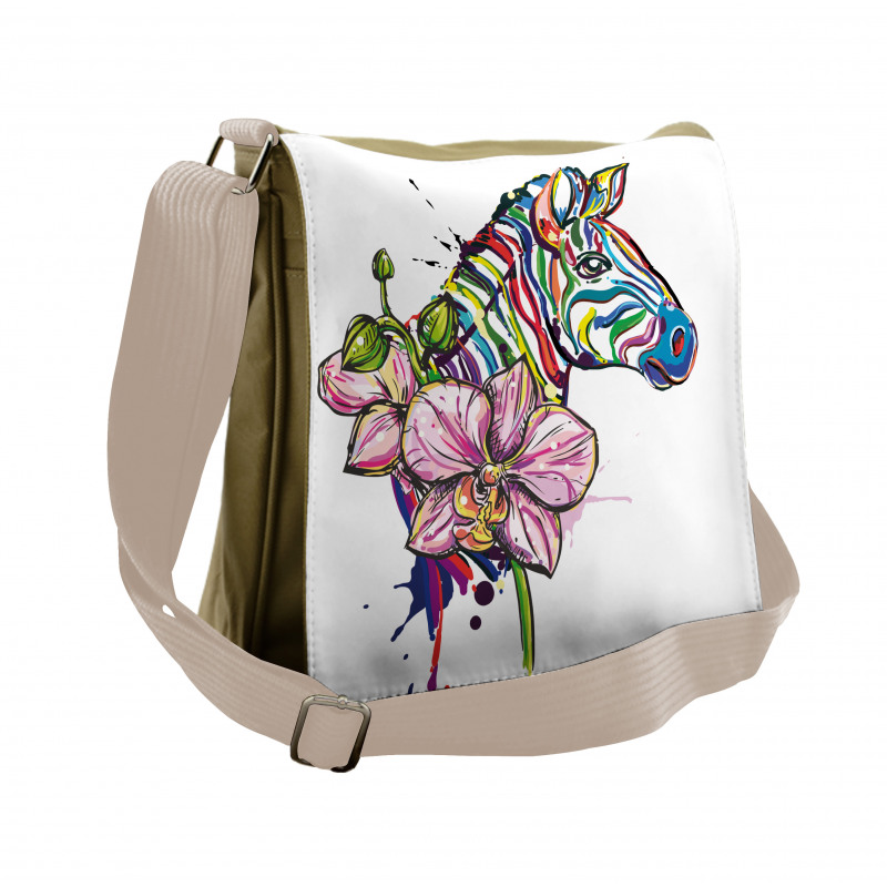 Animal Orchid Ink Art Messenger Bag