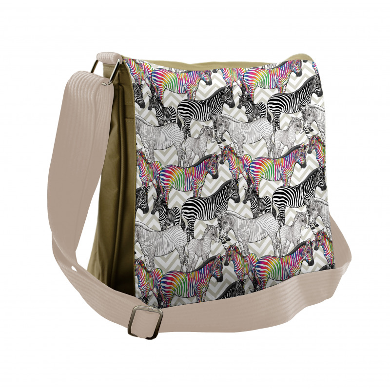 Funky Animal Chevrons Messenger Bag