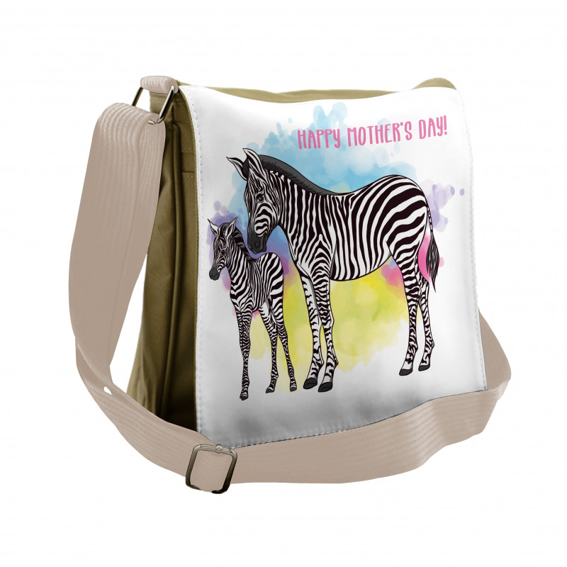 Zebras on Splashes Art Messenger Bag