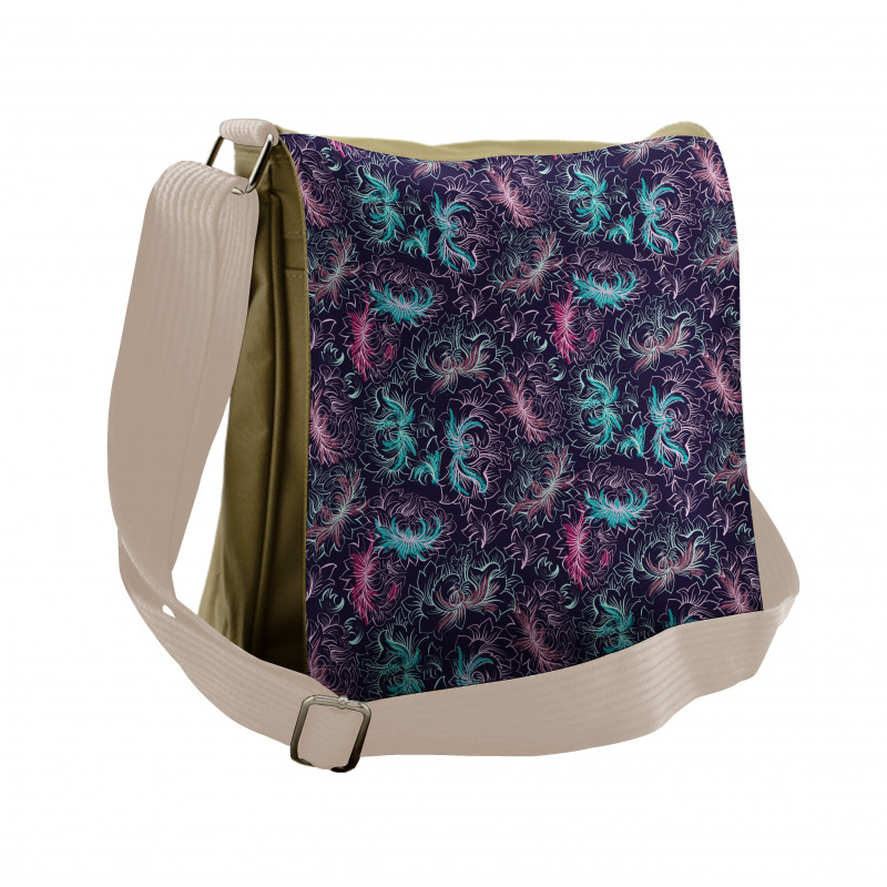 Floral Outline Drawings Messenger Bag