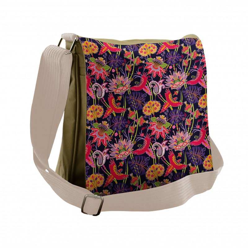 Floral Jungle Illustration Messenger Bag