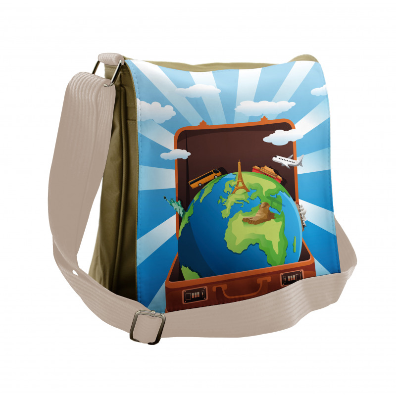 Globe in a Vacation Suitcase Messenger Bag