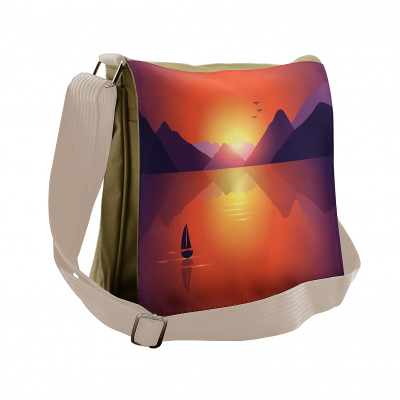 Lonely Sailboat at Sunset Messenger Bag