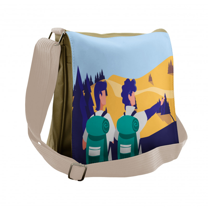 Adventurous Men in Hiking Messenger Bag