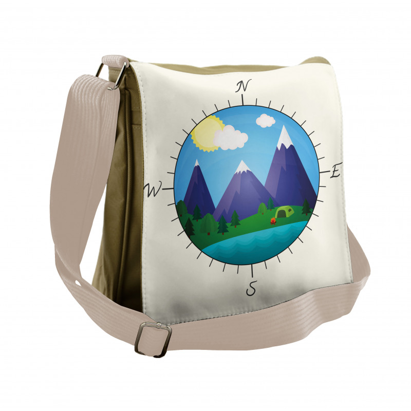 Adventurous Compass Design Messenger Bag