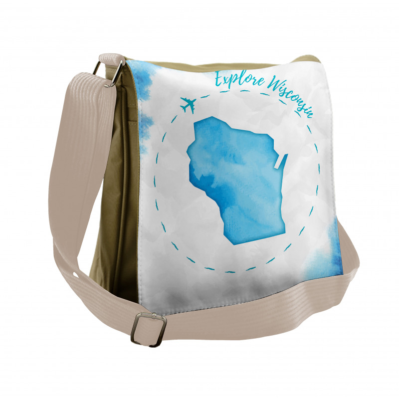 Explore Wisconsin Map Design Messenger Bag