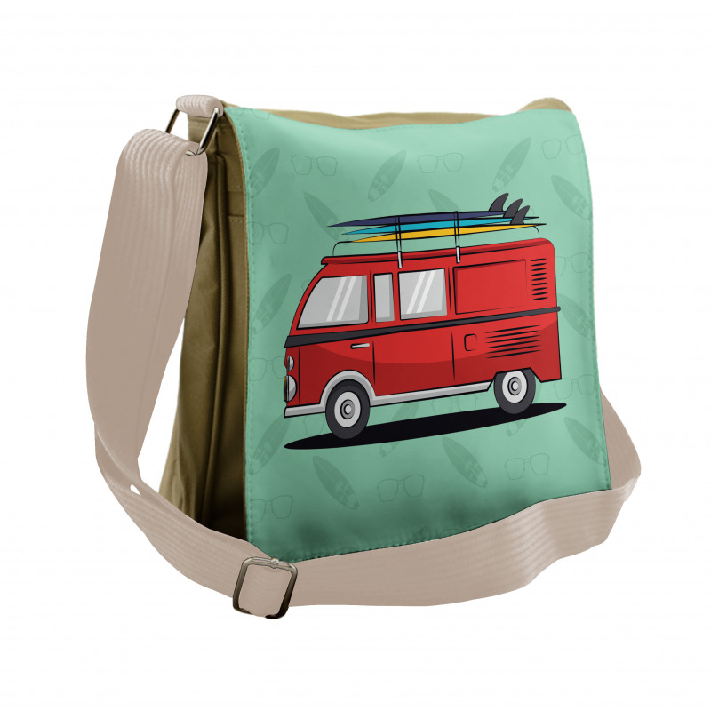 Van with Surf Boards Messenger Bag