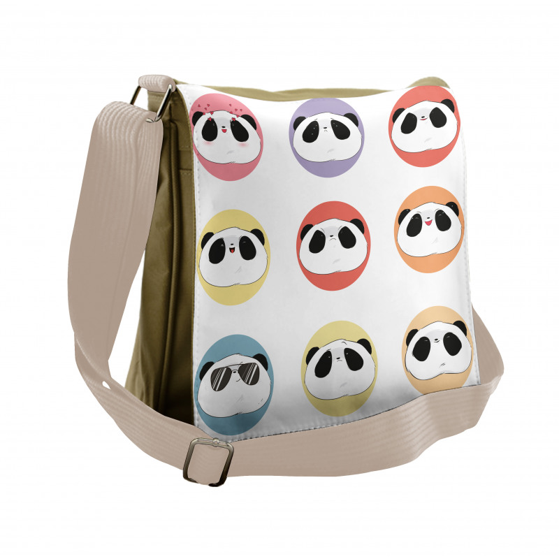 Round with Animal Faces Fun Messenger Bag