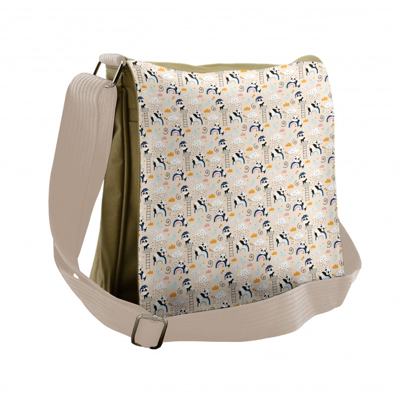 Sleeping Pandas and Rainbows Messenger Bag