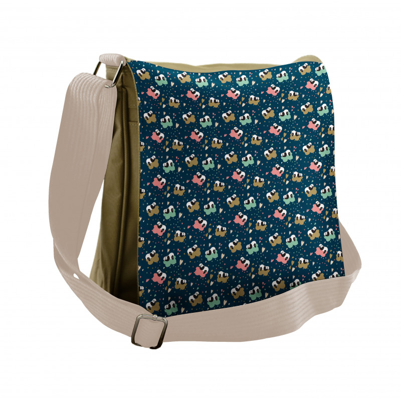 Doodle Hearts Stars and Dots Messenger Bag