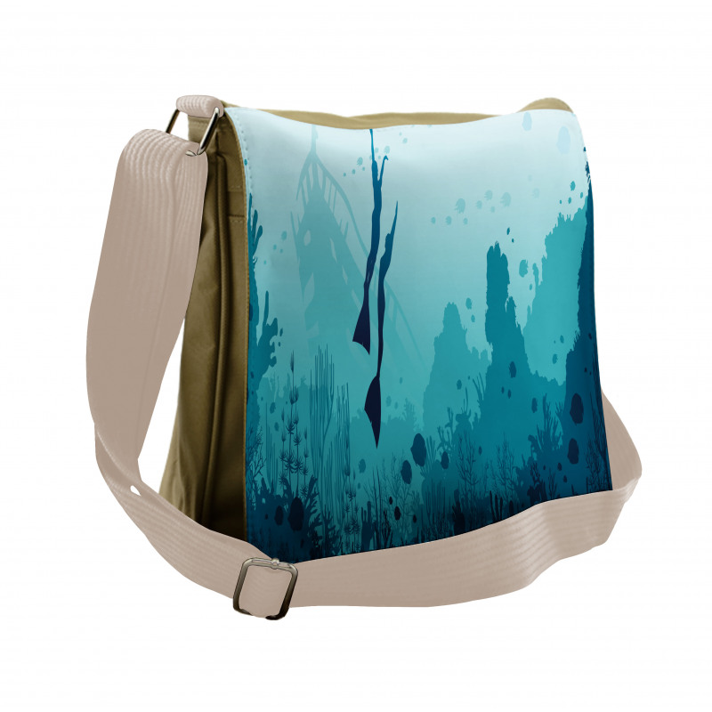 Freedivers and Coral Reef Messenger Bag