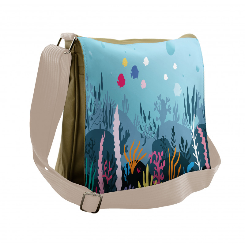 Seaweed Algae and Coral Messenger Bag