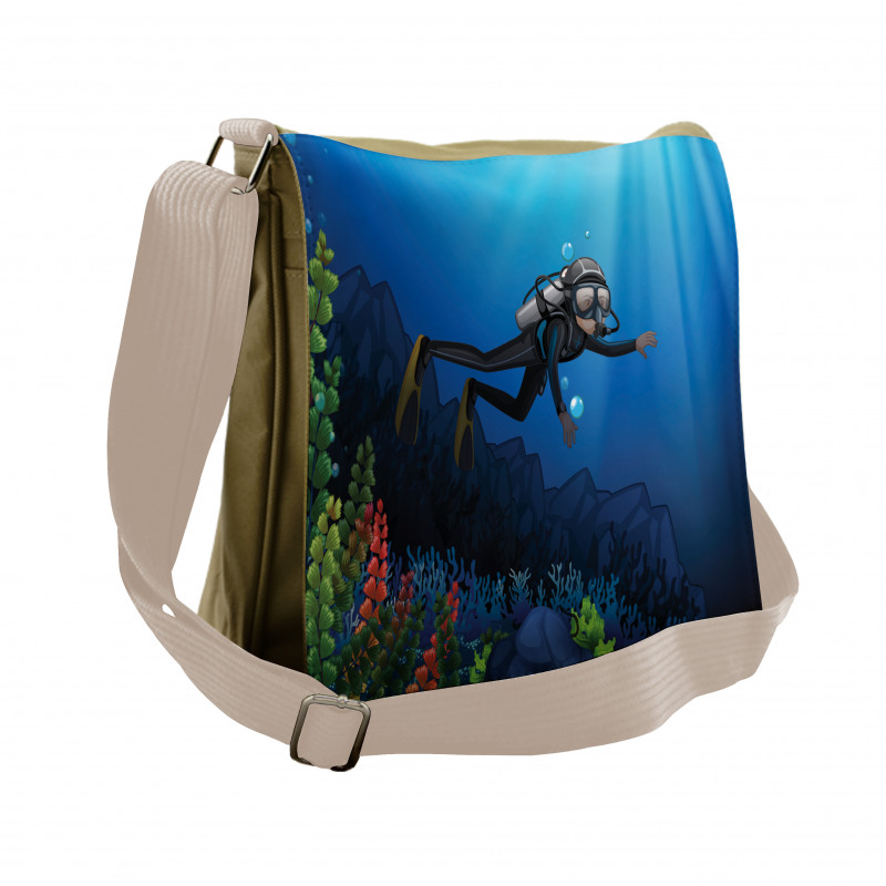 Scuba Diver Exploring Art Messenger Bag