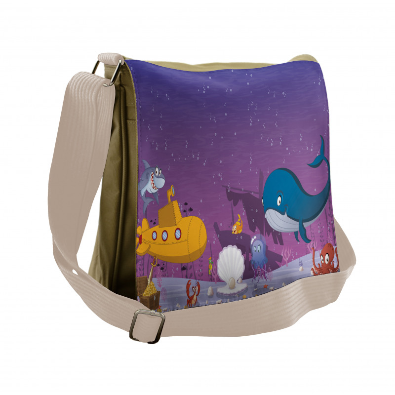 Oceanic Creatures Coral Messenger Bag