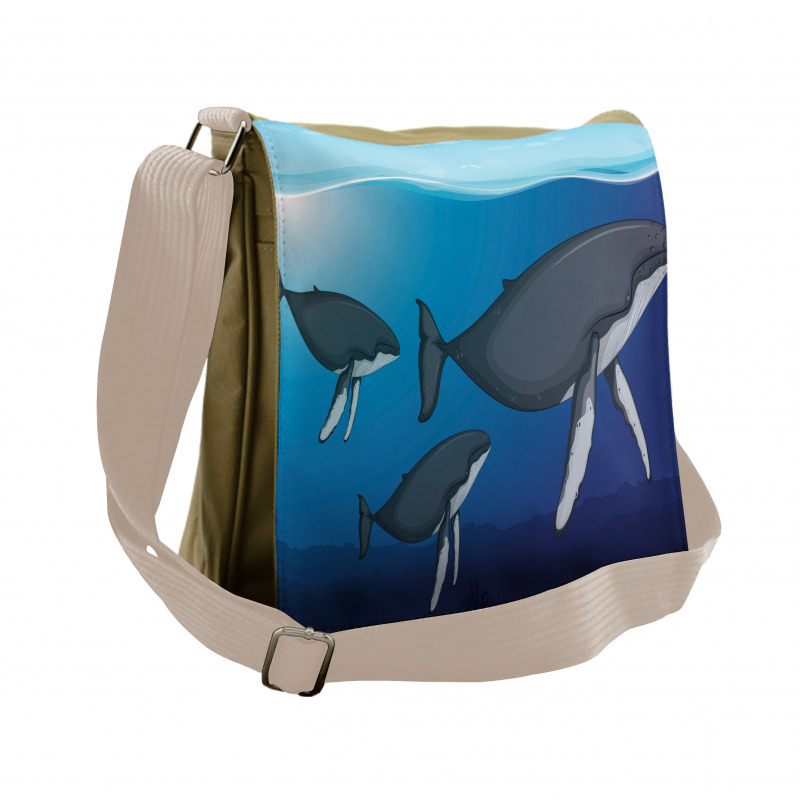 Swimming Whales Scenery Messenger Bag